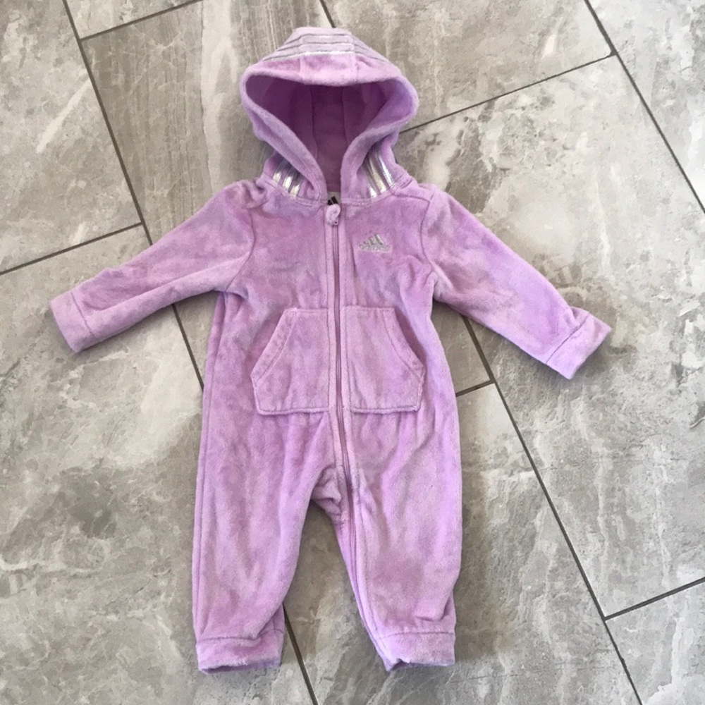 Baby- Adidas GIRLS' INFANT COZY FLEECE COVERALL ONESIE - 9 Months